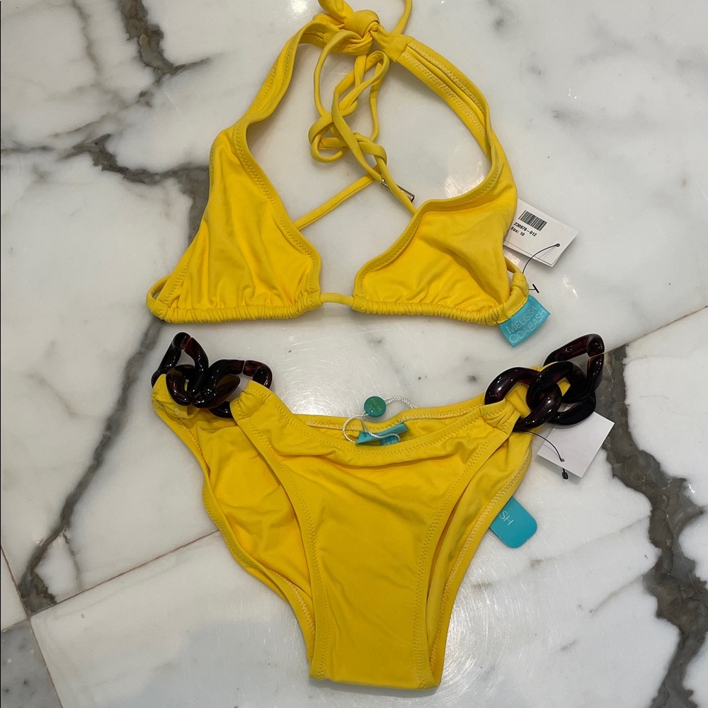 Melissa Odabash Yellow Two-Piece Swim Set with Tortoiseshell Accent